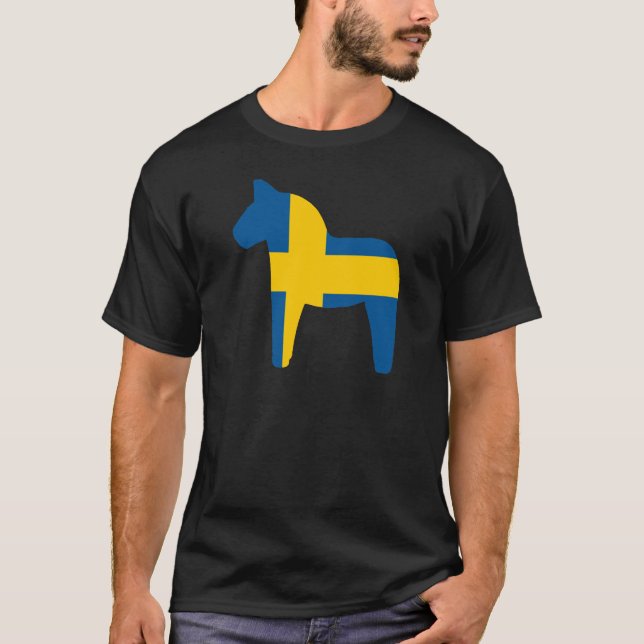 Camiseta Caballo de Dala de la bandera de Suecia (Anverso)