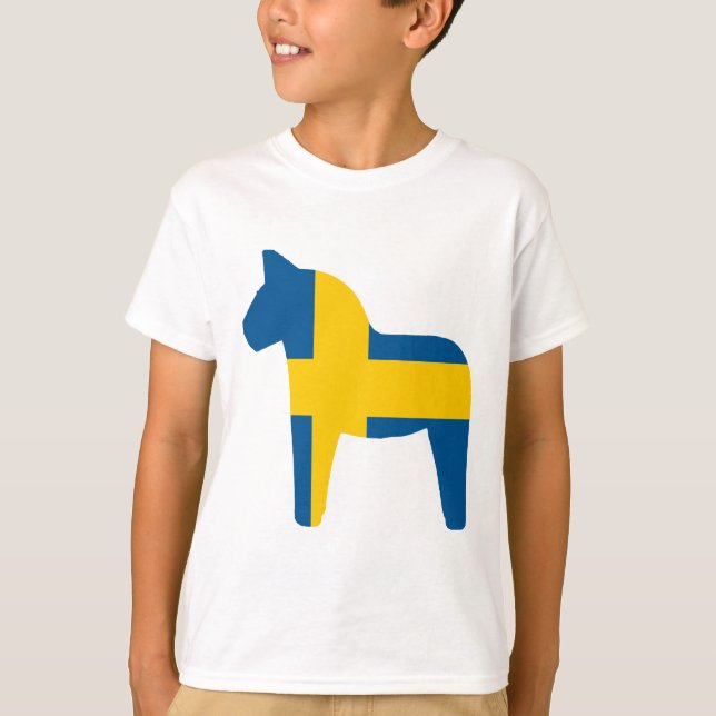 Camiseta Caballo de Dala de la bandera de Suecia (Anverso)