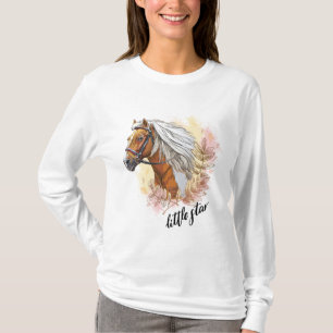 Camiseta Caballo de dibujo manual con plantas