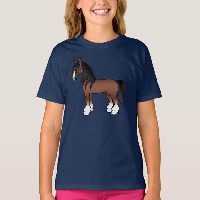 Camiseta Caballo de Dibujos Animados Brown Gypsy Vanner Cly (Anverso)