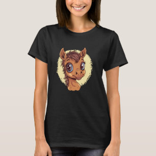 Camiseta Caballo De Dibujos Animados Lindo Ojos Grandes Art