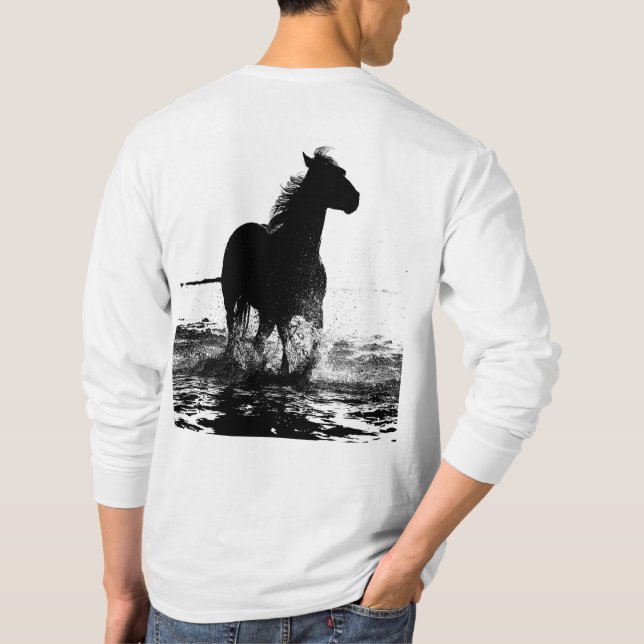 Camiseta Caballo de dos caras corriendo hombres con manga l (Reverso)