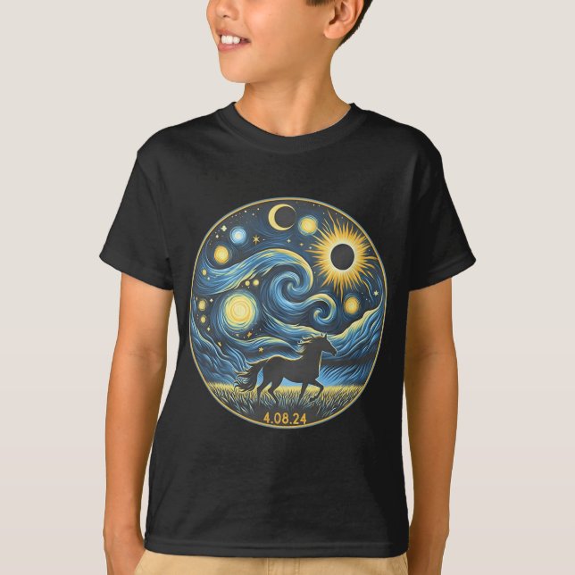 Camiseta Caballo de Eclipse Solar Total, 8 de abril de 2024 (Anverso)