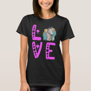 Camiseta Caballo de equitación montando el corazón del amor