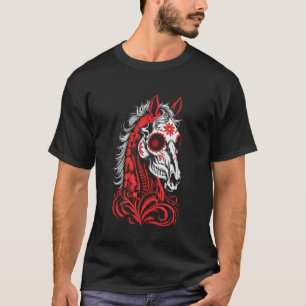 Camiseta Caballo de esqueleto divertido montar a caballo ji