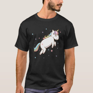 Camiseta Caballo de fantasía Unicornio saltando con cola co