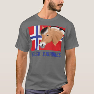 Camiseta Caballo de fiordo con bandera noruega, ventilador 
