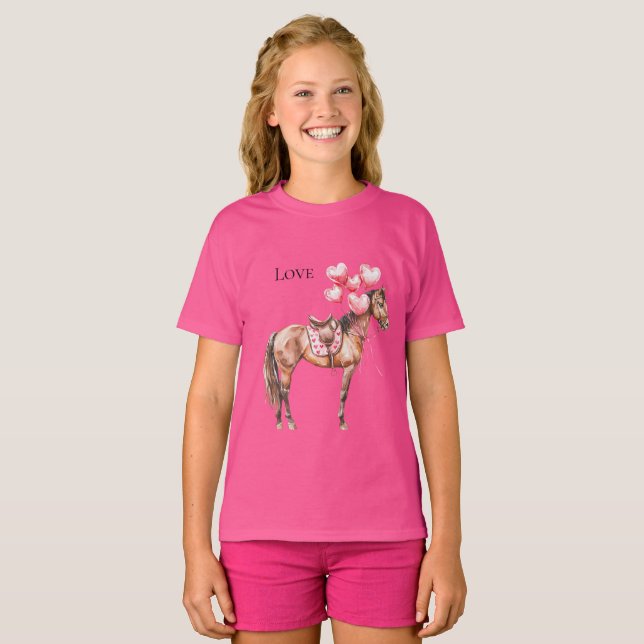 Camiseta Caballo de globos rosados occidentales (Anverso completo)