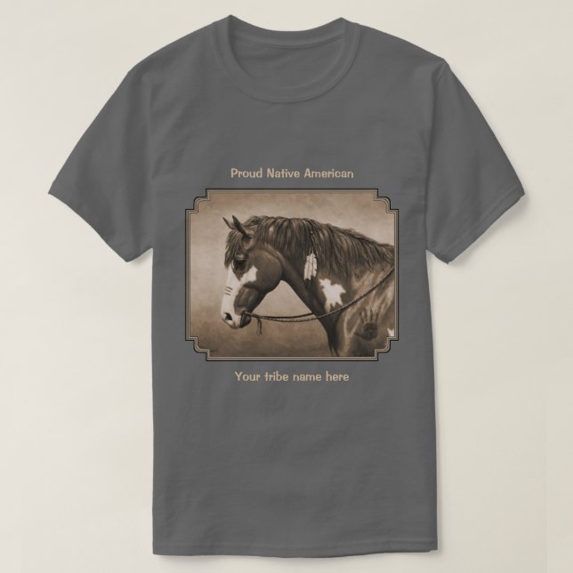 Camiseta Caballo de guerra de Pinto nativo americano en Sep (Diseño del anverso)