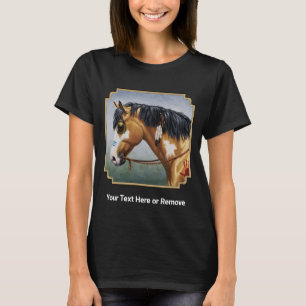 Camiseta Caballo de Guerra Nativo Americano Buckskin Pinto