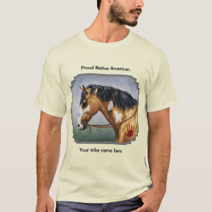 Camiseta Caballo de Guerra Nativo Americano Buckskin Pinto