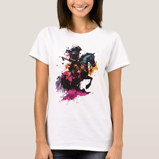 Camiseta Caballo de guerrero en acuarela (Anverso)