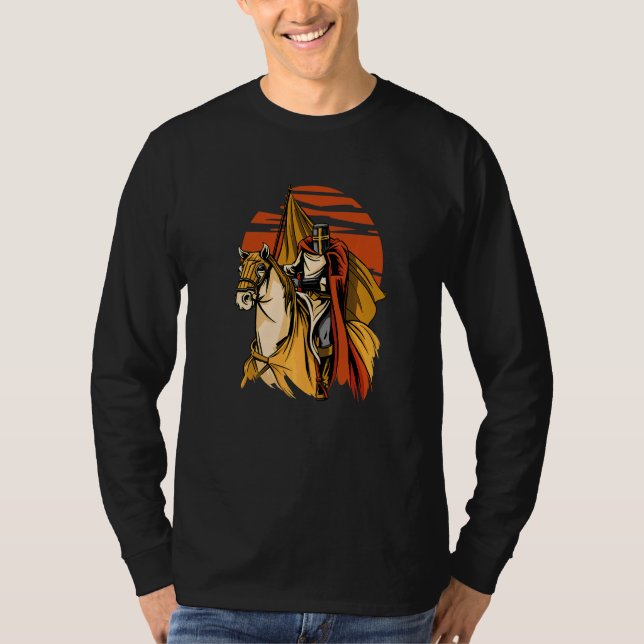 Camiseta Caballo de Guerrero Templario Antiguo   (Anverso)