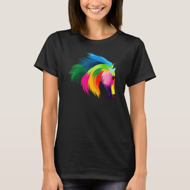Camiseta Caballo de jinete animal de color (Anverso)