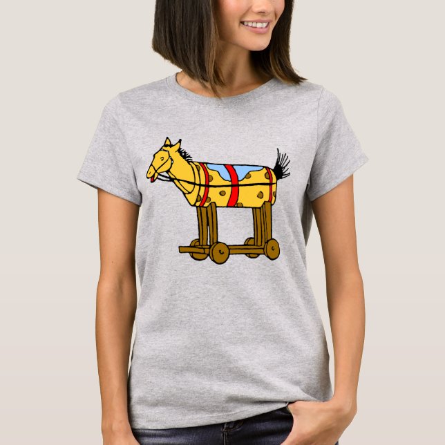 Camiseta Caballo de juguete con ruedas Arte vintage (Anverso)