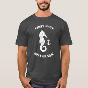 Camiseta Caballo de mar Anchor de primer mate o nombre gris