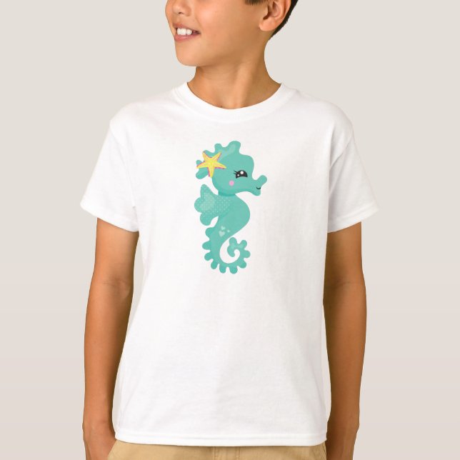 Camiseta Caballo de mar, caballito de mar verde, pez estrel (Anverso)