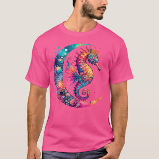 Camiseta Caballo de mar celestial cósmico boho luna