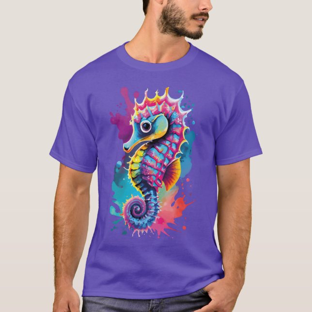 Camiseta Caballo de Mar Cubierto Hippocampus Colorido Arrec (Anverso)