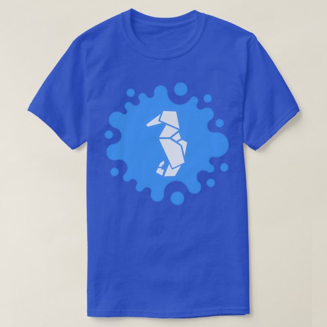 Camiseta Caballo de mar de Origami lindo en una salpicadura (Diseño del anverso)
