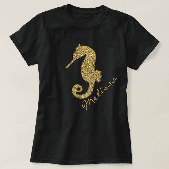 Camiseta Caballo de mar de oro personalizado (Diseño del anverso)