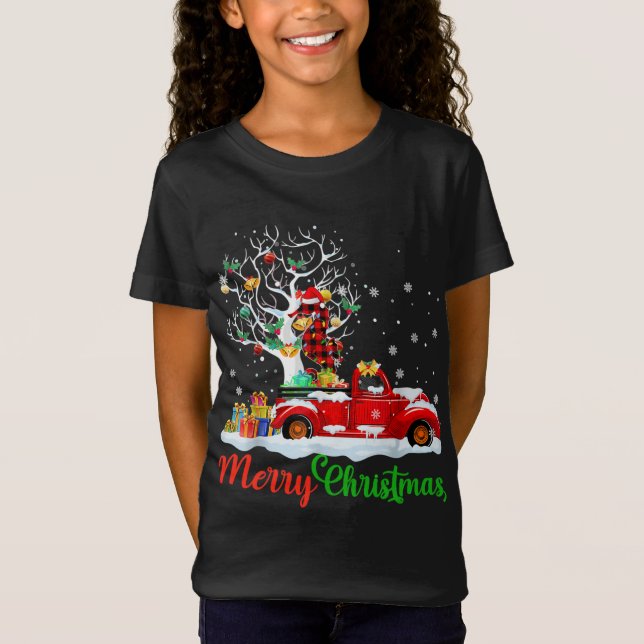 Camiseta Caballo De Mar En Navidades De Camiones Rojos Paja (Anverso)