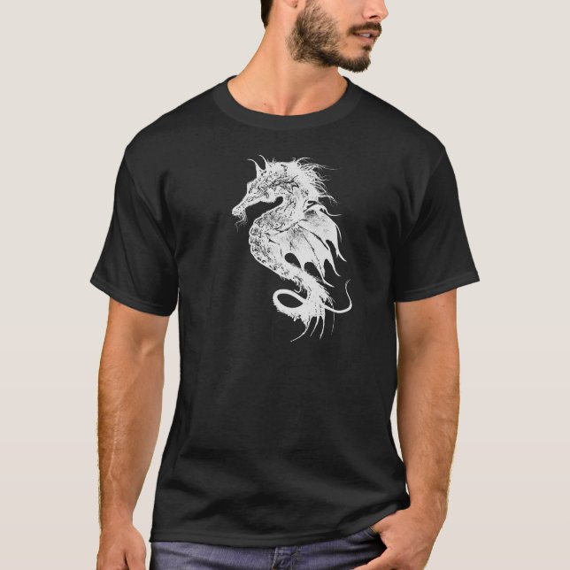 Camiseta Caballo de mar enojado en blanco escoge tu pasado (Anverso)