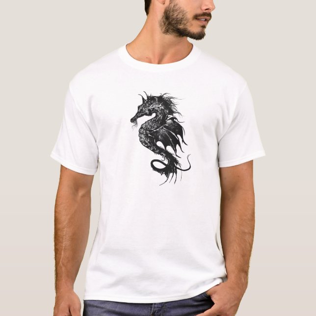 Camiseta Caballo de mar enojado en negro (Anverso)
