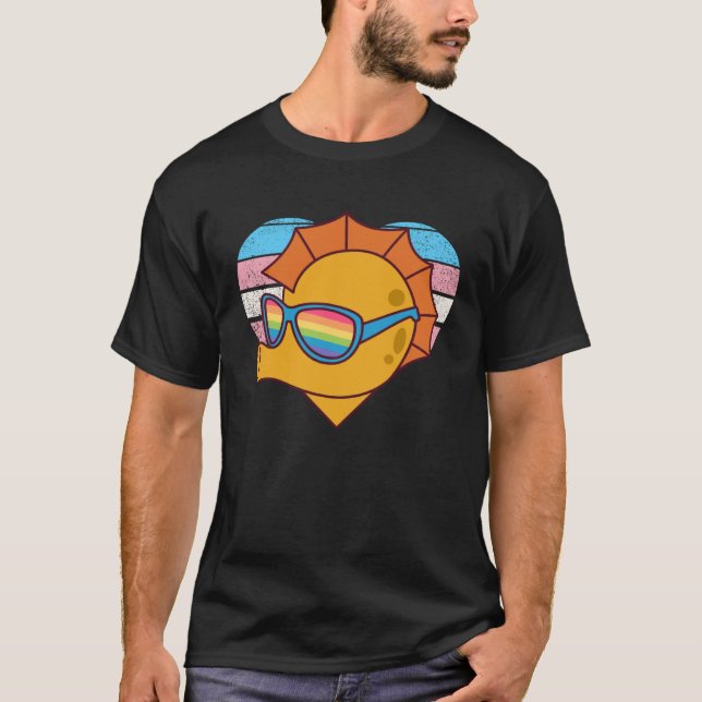Camiseta Caballo de mar Orgullo Trans Bandera Arcoiris Gafa (Anverso)