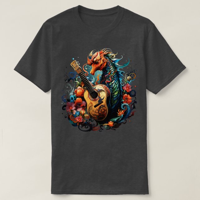 Camiseta Caballo de mar tocando la guitarra (Diseño del anverso)