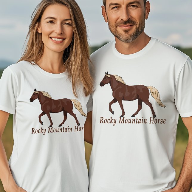 Camiseta Caballo de Montaña Rocosa de Chocolate (Chocolate Flaxen Rocky Mountain Horse Gaited T-Shirt)