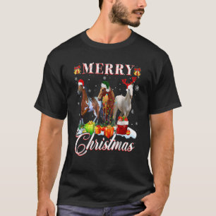 Camiseta Caballo de Navidad Alegre Sombrero de Santa Reno L