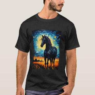Camiseta Caballo de noche estrellada Arte inspirado en Van 
