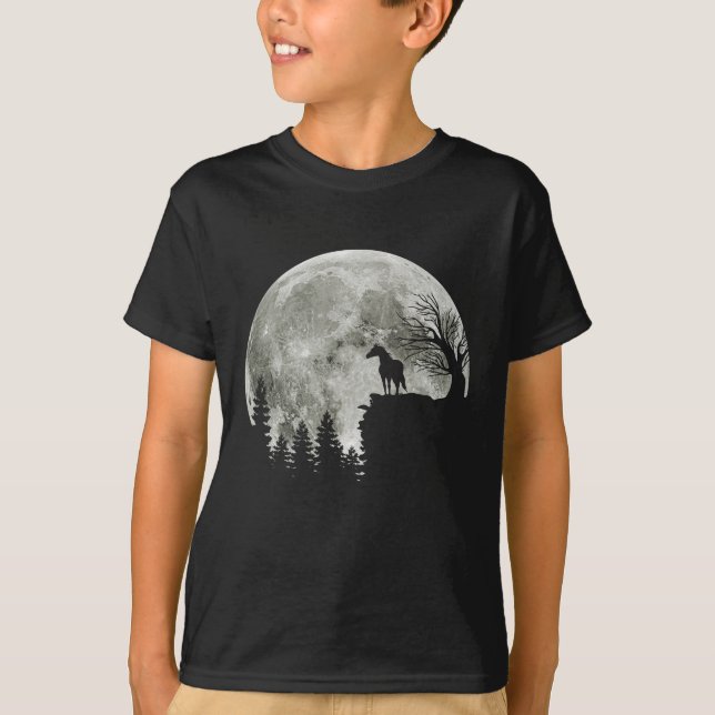 Camiseta Caballo de pie en la luna fantasmagórica luna de H (Anverso)