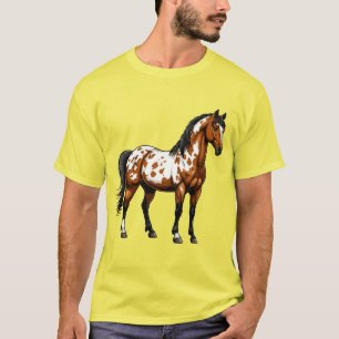 Camiseta Caballo de pintura audaz parado en un campo de hie