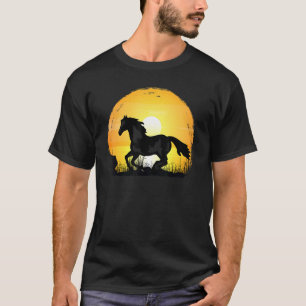 Camiseta Caballo de raza atardecer silueta Caballo pintad