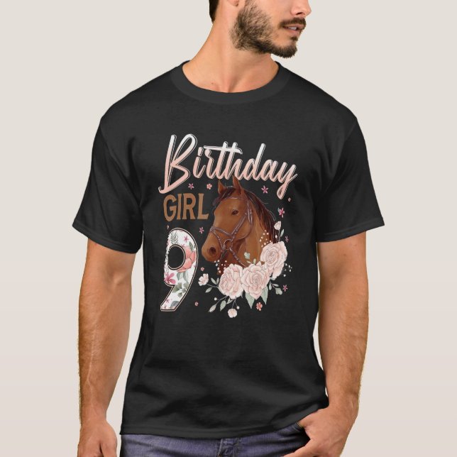 Camiseta Caballo de ropa Novena Chica de cumpleaños B día d (Anverso)