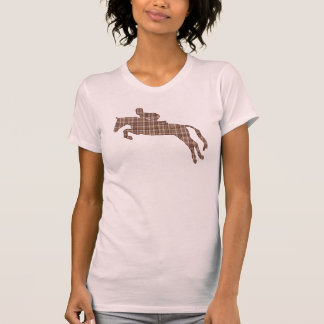 Camiseta Caballo de salto de la tela escocesa del puente