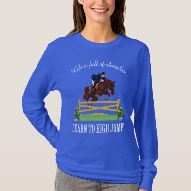 CAMISETA CABALLO DE SALTO INGLÉS ECUESTRE Y RIDER MUJER (Anverso)