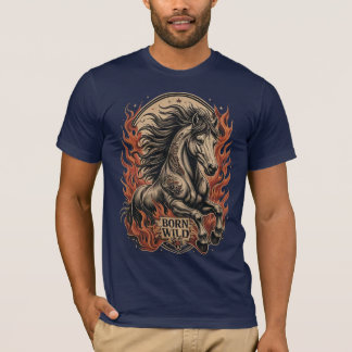 Camiseta Caballo de tatuaje tradicional Born Wild
