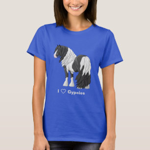 Camiseta Caballo de tiro Gypsy Vanner Piebald Pinto Negro