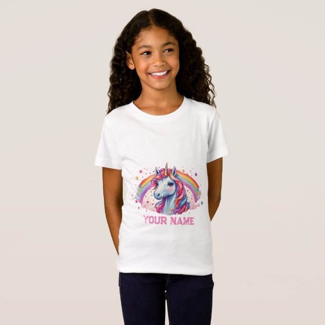 Camiseta Caballo de unicornio arcoiris con corazón de estre (Anverso completo)