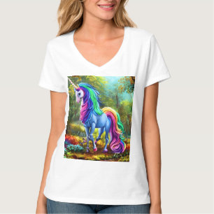 Camiseta Caballo de unicornio colorido en el bosque 46567