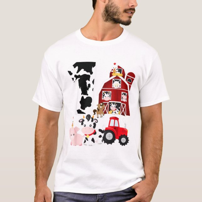 Camiseta Caballo de vaca de cerdo temática de la granja Bar (Anverso)