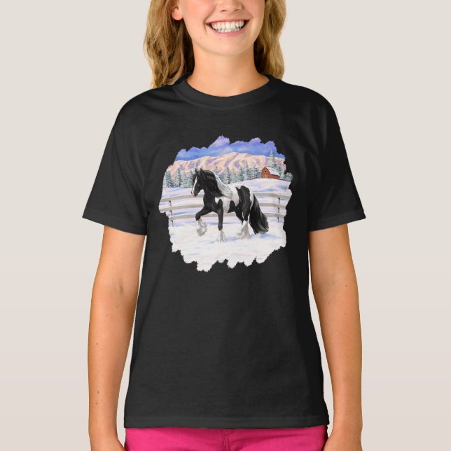 Camiseta Caballo de Vanner de Black Pinto Piebald Gypsy (Anverso)