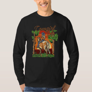 Camiseta Caballo De Vaquera Montando País Salvaje Oeste Cóm