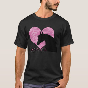 Camiseta Caballo del corazón (camo rosado)
