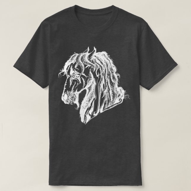 Camiseta Caballo del diablo enojado en blanco (Diseño del anverso)
