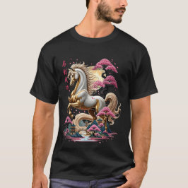Camiseta Caballo del Zodiaco Chino Dorado 2026 Artístico Lu