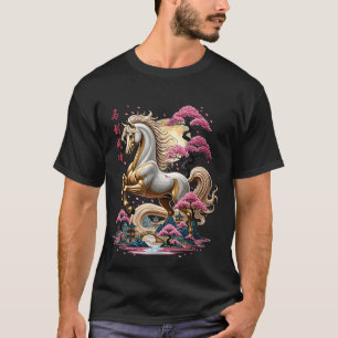 Camiseta Caballo del Zodiaco Chino Dorado 2026 Artístico Lu